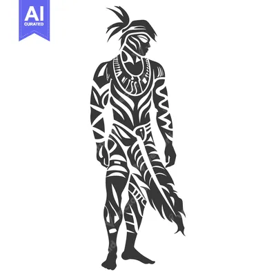 Aset desain premium: Tribal Tattooed Man in Profile