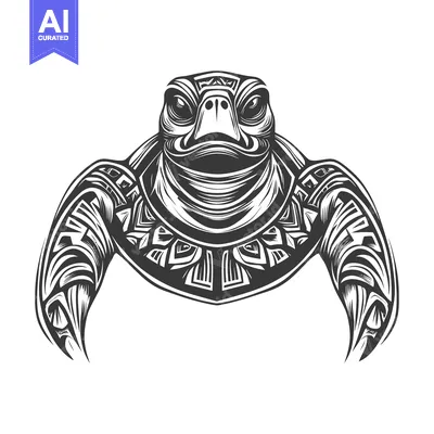Aset desain premium: Tribal Tattoo Style Turtle Illustration