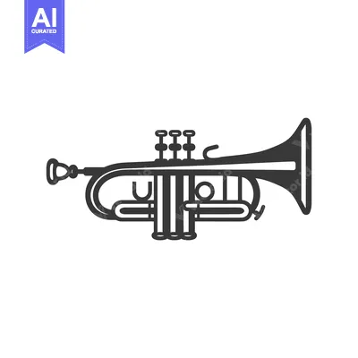 A Black and White Outline of a Trumpet