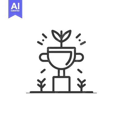 Trophy with Growing Plant Inside, Success and Growth Concept