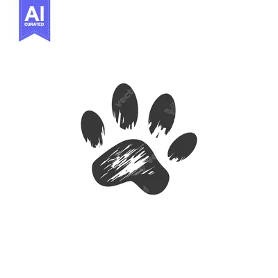 A Black And White Paw Print With A Scratched Texture