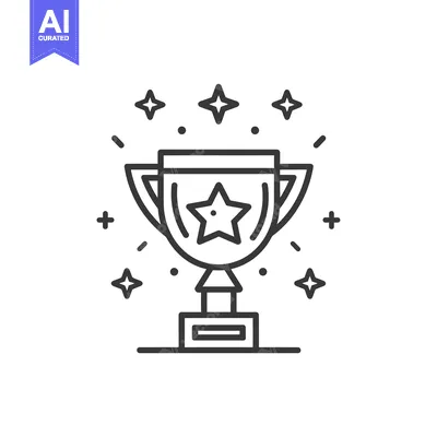 Trophy with Star and Sparkling Effects in Outline Style