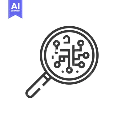 Magnifying Glass Over Circuit Board: Technology Discovery Icon
