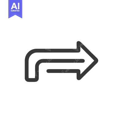 Bold Arrow Icon with Rounded Corner and Double Line Design on White Ba