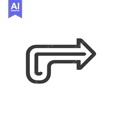 Aset premium populer: Bold Arrow Icon with Rounded Corner and Double Line Design on White Ba