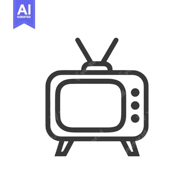 Retro Television Icon: Simple Gray Outline on White Background