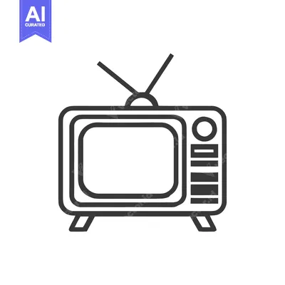 Retro Television Icon with Antenna, Minimalist Line Art Design