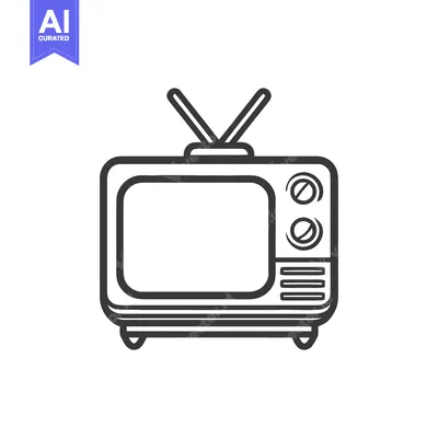 Premium design asset: Retro Television Outline Icon with Antenna on White Background