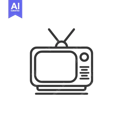 Retro Television Icon: Minimalist Design with Antenna and Control Pane