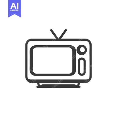 Retro Television Icon: Simple, Bold Outline on White Background