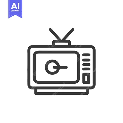 Retro Television Icon: Vintage TV Set with Antenna and Channel Buttons