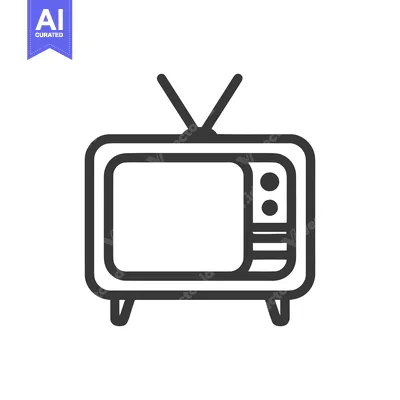 Aset premium populer: Retro Television Icon: Bold Outline, Vintage Design, Isolated on White