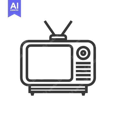 Retro Television Icon: Minimalist Design with Antenna and Speaker Gril