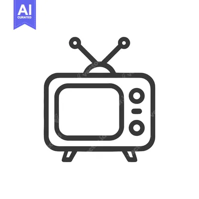 Retro Television Icon: Vintage Style TV with Antennae and Knobs