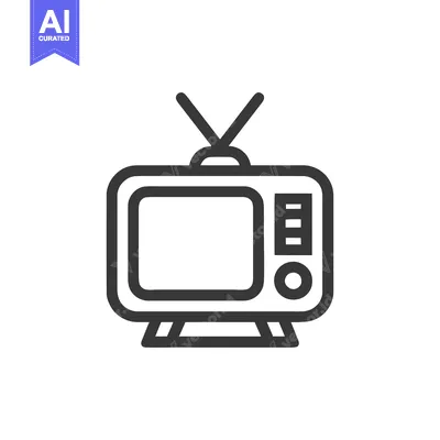 Aset desain premium: Retro Television Icon: Bold Outline on White Background