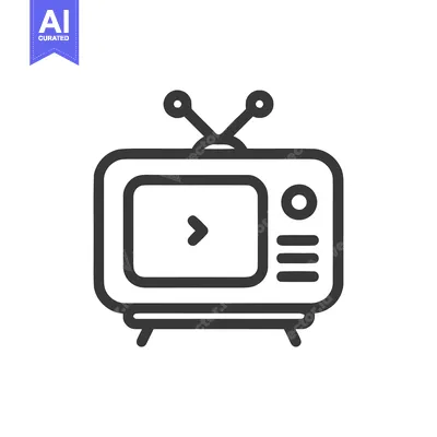 Aset premium populer: Retro Television Icon with Play Button and Antennae, Minimalist Design