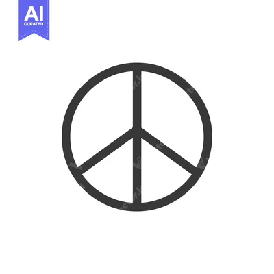 A black and white peace symbol graphic
