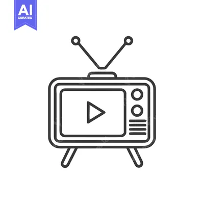 Aset desain premium: Retro Television Icon with Play Button, Antenna, and Control Knobs in