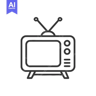 Retro Television Icon: Vintage TV Outline with Antennae and Buttons
