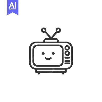 Premium design asset: Retro TV Icon with Smiling Face and Antennae, Minimalist Design
