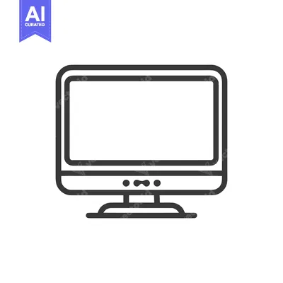 Retro Computer Monitor Icon: Bold Line Art on White Background