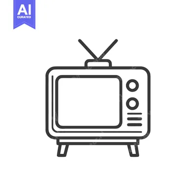 Aset desain premium: Retro Television Icon: Vintage TV Outline with Antenna and Knobs