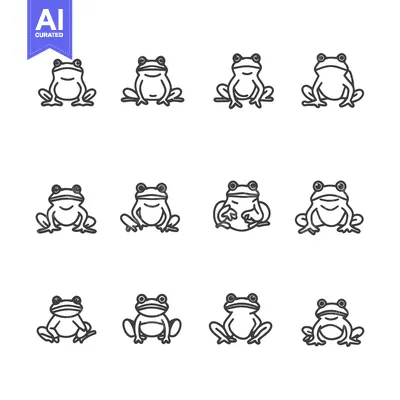 Popular premium asset: Twelve Black and White Outline Illustrations of Frogs