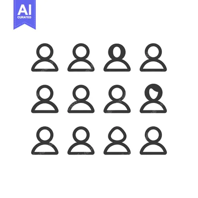 Aset premium populer: Twelve Black Outline User Icons in a Grid Pattern