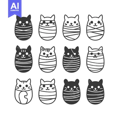 Aset premium populer: Twelve Cute Cats Wrapped in Stripes