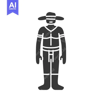 A Black and White Silhouetted Person in Traditional Clothing