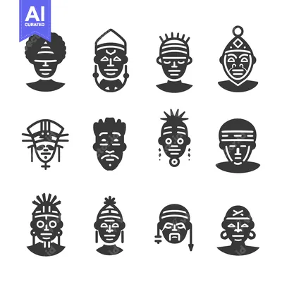 Twelve Diverse Tribal Masks with Unique Patterns and Adornments
