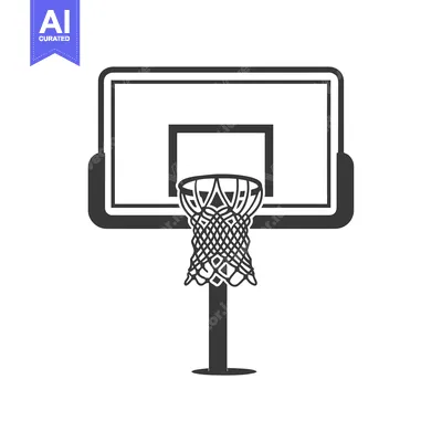 A black and white silhouette of a basketball hoop