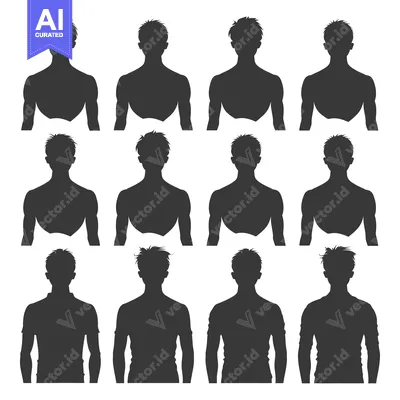 Twelve Silhouettes of Male Figures in Various Poses