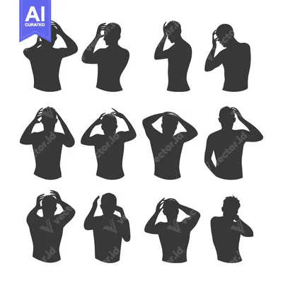 Aset premium populer: Twelve Silhouettes of Men with Hands on Their Heads