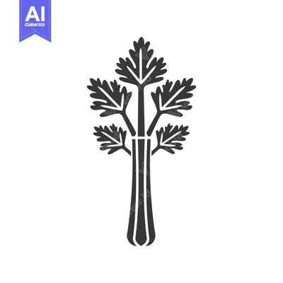 A black and white silhouette of a celery stalk
