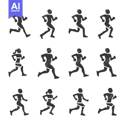 Aset premium populer: Twelve Simple Silhouettes of Runners in Running Stance