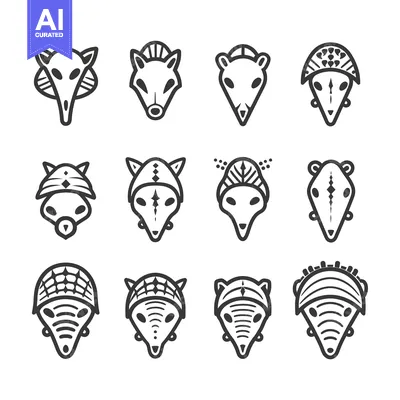 Aset premium populer: Twelve Stylized Animal Head Illustrations
