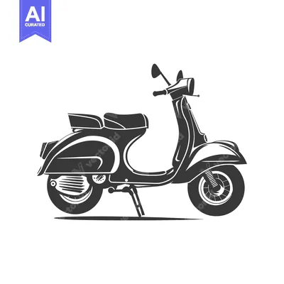 A Black and White Silhouette of a Classic Scooter