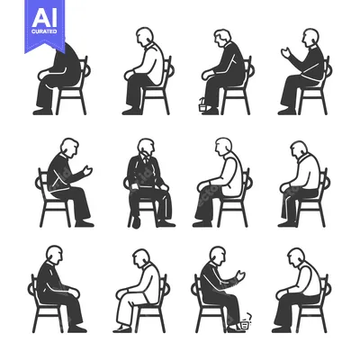 Twelve Variations of People Sitting in Chairs