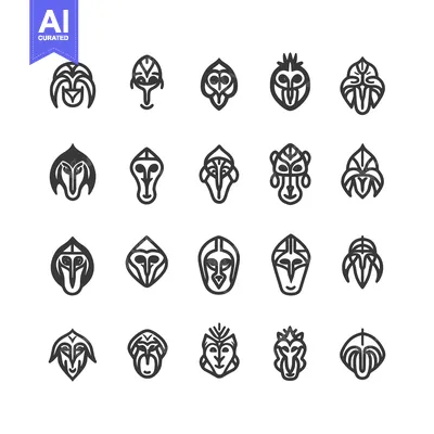 Popular premium asset: Twenty Abstract Stylized Faces in Black and White