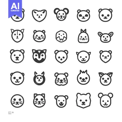 Twenty-Five Animal Head Outline Icons