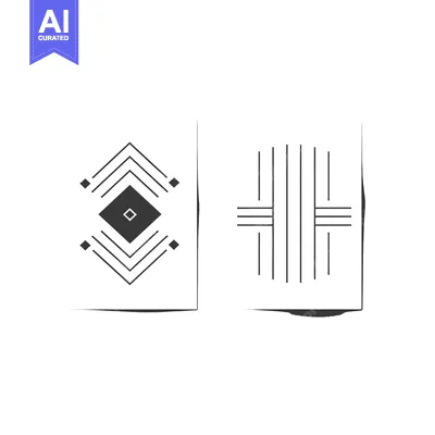 Two Abstract Geometric Shapes in Black and White