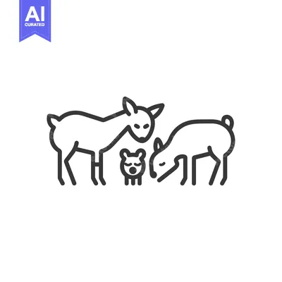Two adult goats and a baby goat standing close together