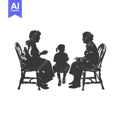 Two Adults and a Child Sitting in Chairs