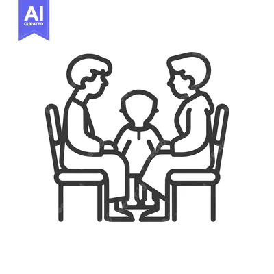 Popular premium asset: Two adults and a child sitting in chairs facing each other
