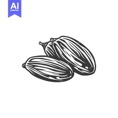 Two Almonds, Hand-Drawn Illustration