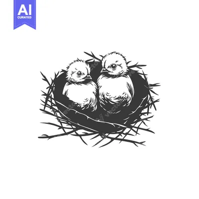 Two Baby Birds Huddled Together in a Nest