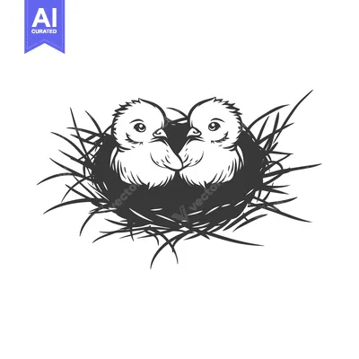 Two Baby Birds Nestled Together in a Nest