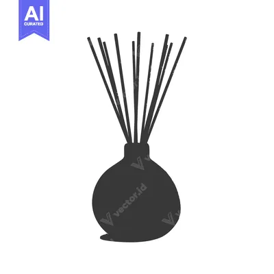 A black and white silhouette of a diffuser with reeds