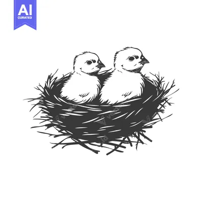 Two Baby Birds Resting in a Nest